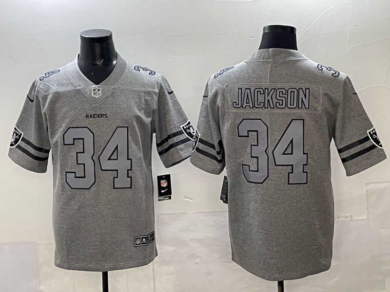 Men Oakland Raiders #34 Jackson grey Nike Limited NFL 2025 Jersey 002->youth nfl jersey->Youth Jersey